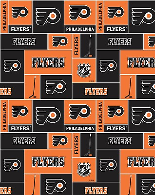 #ad Philadelphia Flyers Cotton Fabric Box Design NHL Cotton Fabric By The Yard $17.99