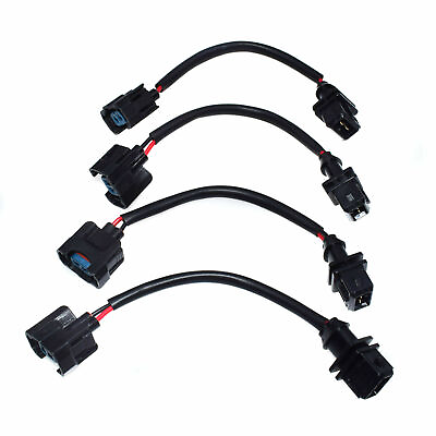 #ad 4Pcs 1 To 2 Fuel Injector Conversion Jumper Harness Plug Adapter For Honda $14.17