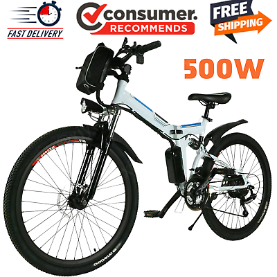 #ad 500W Electric Bikes 26#x27;#x27; 48V Electric Bicycle Folding Mountain EBike Commuter $516.99