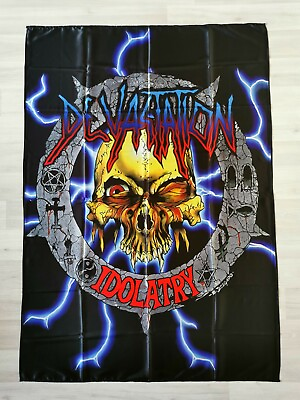 #ad DEVASTATION Idolatry FLAG cloth poster Banner Death Thrash METAL Bolt thrower $43.90