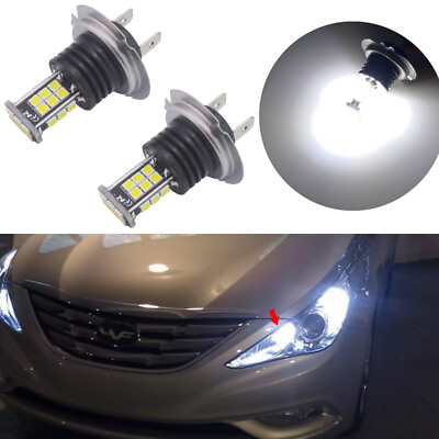 2 White H7 24 3030 SMD LED Bulb for Hyundai Genesis Sonata Daytime Running Light $10.39
