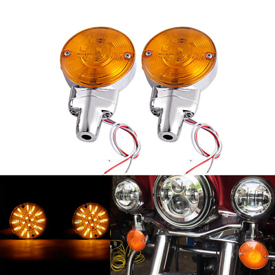 #ad 2x Auxiliary Driving LED Turn Signal Lights Chrome For Harley Motorcycle $59.99