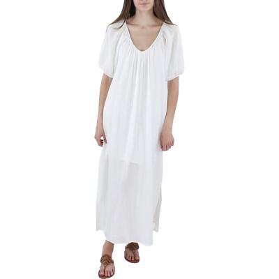 #ad Tart Womens White Gauze Scoop Neck Daytime Maxi Dress M BHFO 6797 $37.99