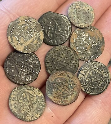 #ad 1600s Ardite Spanish Colonial Coin Treasure Artifact Lion Castle Barcelona Mint $14.99