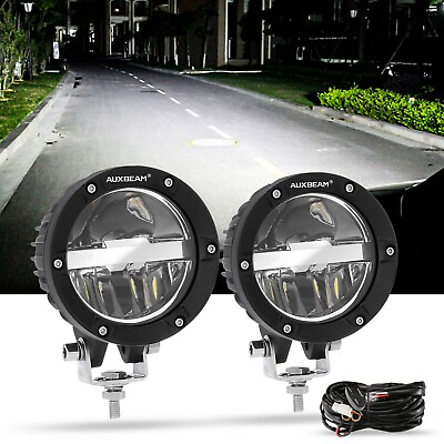 #ad AUXBEAM 4quot;inch Round LED Spot Light Pods Work Hi Lo Combo Driving Lamp For Ford $89.99