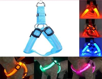 RECHARGEABLE LED PET GLOW IN THE DARK HARNESS dog safety chest neck flash light $12.40