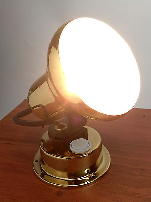 #ad LACQUERED BRASS ACCENT HALOGEN SWIVEL READING LIGHT MARINE BOAT $139.01