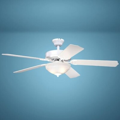 52quot; White 5 Blade LED Ceiling Fan Remote Control Alabaster Shade Ventilator $116.25