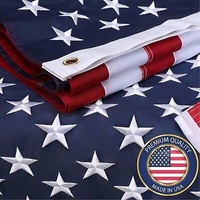 #ad 4x6 FT Outdoor Embroidered American Flag Made in USA Luxury Embroidered Star US $17.49