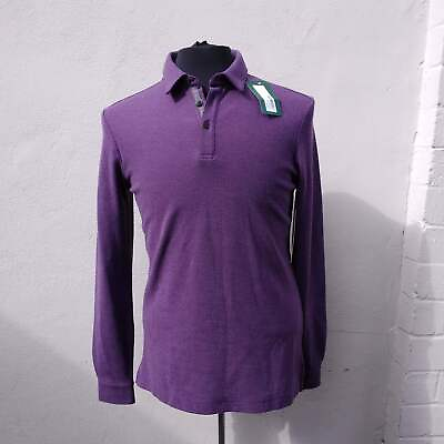 #ad NWT Fairlane purple Ronnie Long Sleeve Soft Pique Polo Shirt S $28.00
