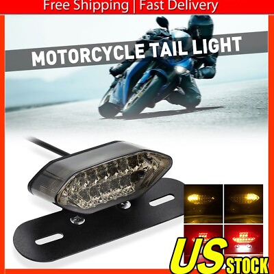 #ad Universal Turn LED Signals Motorcycle Brake Integrated License Plate Tail Light $13.99