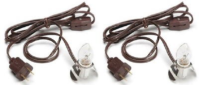 Lot of 2 Brown Clip Lamp Light 6#x27; Electric Cord with Socket on off Switch $12.29