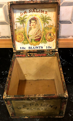 #ad RARE SQUARE Vintage La Palina wooden cigar box Congress Cigar Co. $22.99