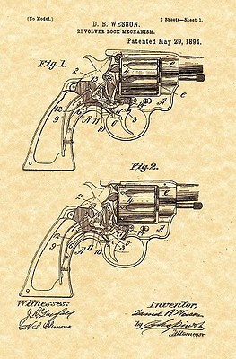 #ad Patent Print Smith amp; Wesson Revolver Locking Mechanism 1894 Ready To Frame $8.95