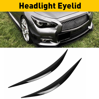#ad Headlight Eyebrows Eyelid Trim For 2014 2023 Infiniti Q50 Glossy Black Cover US $16.99