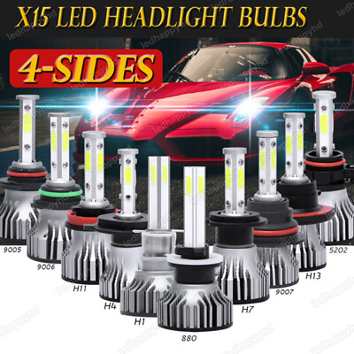 #ad 4 Side LED Headlight 6000K Bulb Kit 880 881 H1 H7 H4 H11 H13 9005 9006 9007 5202 $8.40