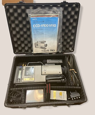 #ad Sony Video 8 Pro Camera Recorder CCD V100 V110 1986 Case Tapes RFU Adaptor $174.95