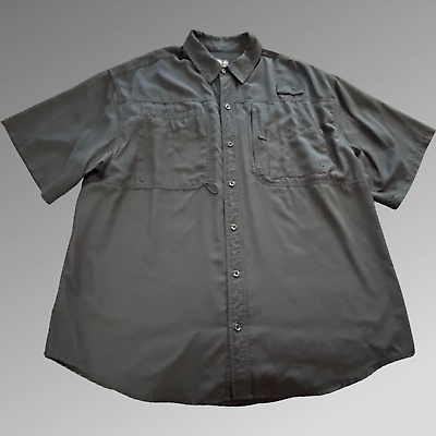 #ad Reel Legends Shirt Mens XXL Black Button Up Fishing Vented Short Sleeve Pockets $24.00