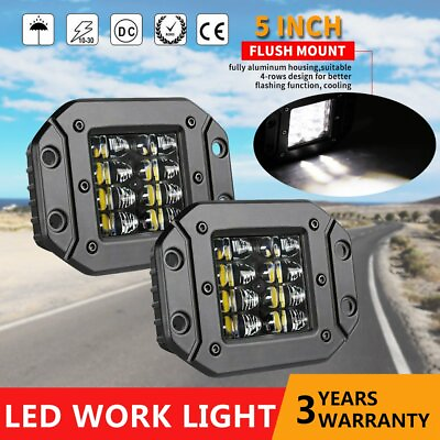 #ad 2x 160W 5quot; Flush Mount LED Work Lights Bumper Reverse Pods 4 Row Driving SUV 4x4 $24.99