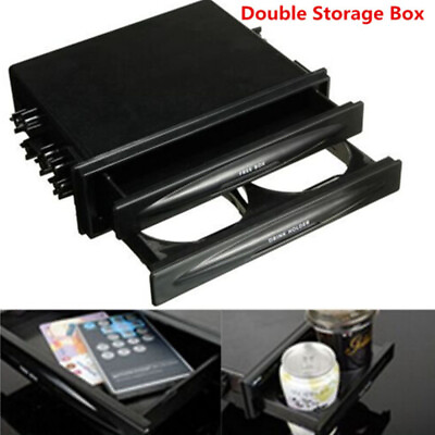 #ad Car Radio Installation Pocket Cup Holder Double Storage Box for Jeep Hyundai $21.84