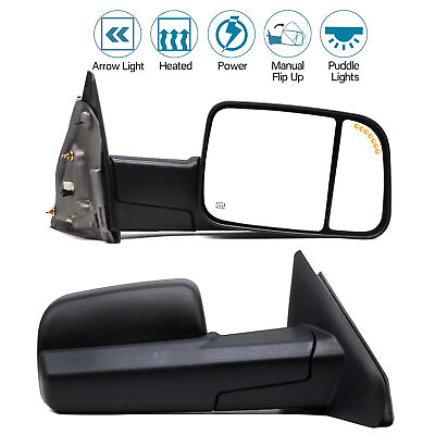 #ad Tow Mirrors Power Heated For 2002 08 Dodge Ram 1500 2003 09 Ram 2500 3500 LHRH $123.14