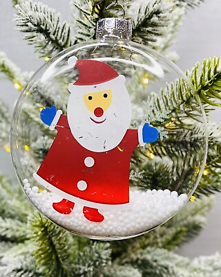 #ad 2 Rauch Snow Globe Style Painted Santa Claus amp; Snowman Christmas Ornaments RARE $12.95