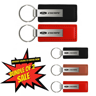 #ad Bundle of 2 Sale Ford Escape Logo Genuine Leather Key Chain Fob Official $31.90