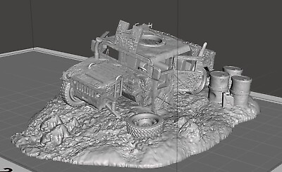#ad Humvee Ruins 1:72 scale wargame terrain war park model kits Building Diorama DIY $18.00