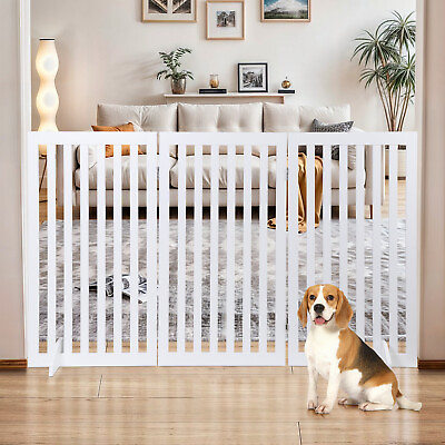 #ad 36#x27;#x27; H Foldable Pet Dog Gate Freestanding Dog Carrier for Doorway Indoor White $74.58