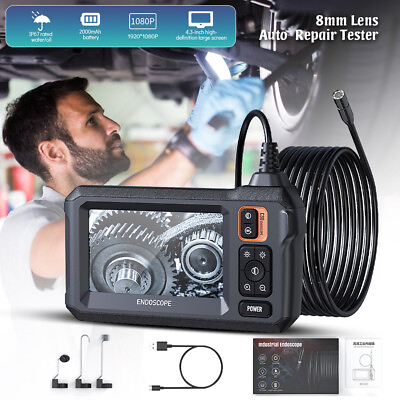 #ad HD Industrial Endoscope Borescope 1080P LCD 4.3inch Inspection Snake Camera 8mm $35.38