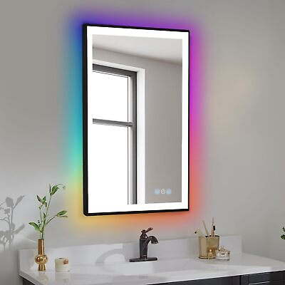 #ad 28 x 20 RGB LED Front Backlit Bathroom MirrorVanity Mirror with LightsAnti ... $190.11