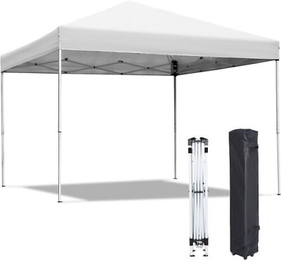 #ad 10x10 Pop Up Canopy Tent Adjustable Straight Leg Heights with Wheeled Bag Ropes C $46.99