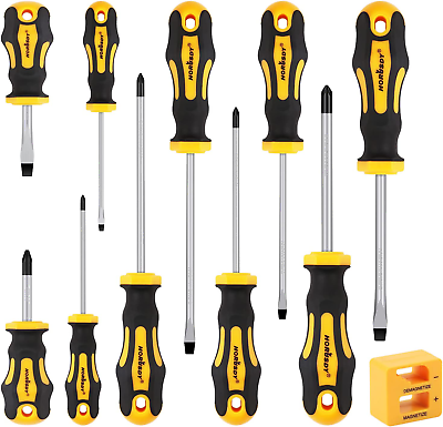 #ad 11 Pieces Screwdriver Set Magnetic 5 Phillips and 5 Flat Head Tips for Fastenin $15.99