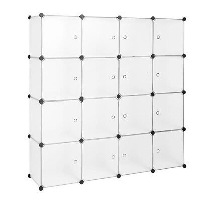 #ad Modular Closet Organizer Plastic Cabinet 16 Cube Wardrobe Cubby Shelving Storag $70.20
