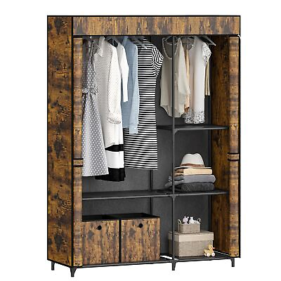 #ad 47.6 inch Portable Wardrobe Closet Storage Organizer with Fabric Cover $45.58