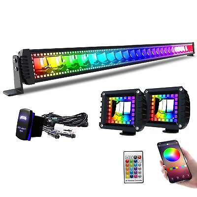 #ad RGBW Curved LED Light Bar 52Inch 300W Flood Spot Combo Beam 2PCS 4 Inch 18W $218.50