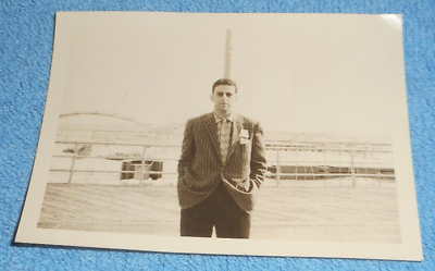 #ad 1956 Photo Young Man In Suit Stands on Boardwalk Or Pier 3quot; x 4quot; $8.00