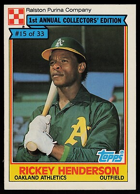 #ad 1984 Topps Ralston Purina RICKEY HENDERSON Rare BASEBALL CARD #15 Oakland A#x27;s $1.99