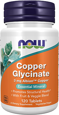 #ad NOW Supplements Copper Glycinate with 3mg Albion Copper Promotes Structural $9.79