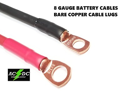 #ad 8 Gauge AWG Copper Battery Cable Bare Copper TERMINALS Car Truck RV Solar $16.36