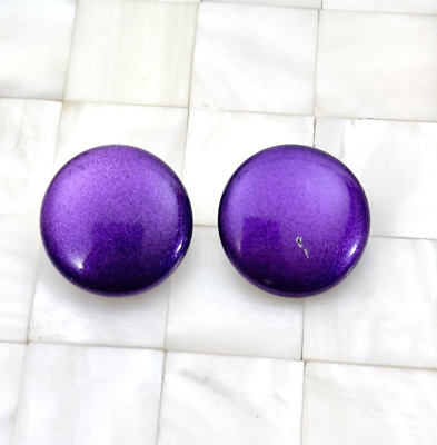 #ad Metallic Purple Round Clip On Earrings Imperfect The Vintage Strand Lot #1552 $3.74
