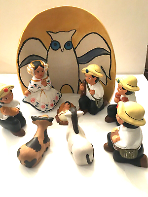 #ad Handcrafted Nativity Set from Panama 9 Piece $80.00