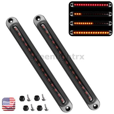 #ad 2PCS 10quot; LED Brake Tail Light Bar Turn Signal Sequential DRL Strip Truck Trailer $19.98