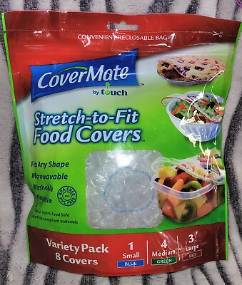 #ad Covermate 8 Stretch Reusable Bowl Food Covers Seal Plastic Lid Sizes 2quot; to 14quot; $12.99