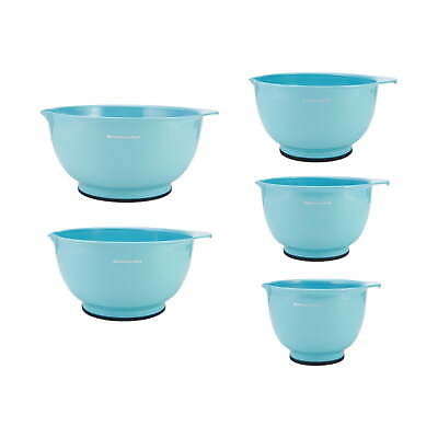 #ad Set of 5 Plastic Mixing Bowls in Aqua Sky with Rubber Bottom $49.43