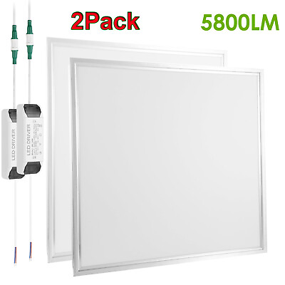2Pack 2x2FT Flat LED Panel Light 48W 5800LM Troffer Recessed Ceiling Light 7000K $60.29