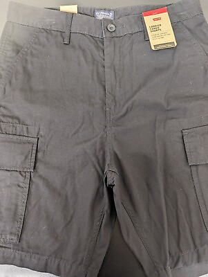 #ad Levis Men Carrier Cargo Black Shorts Cotton Size 30 9.5in inseam NWT $20.49