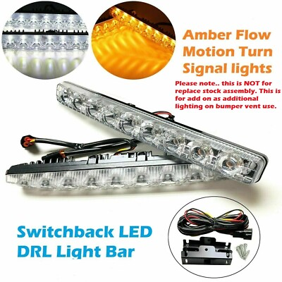 #ad 9 LED Dual Color Flow Amber Daytime Running Light Bumper DRL Turn Signal NIS $59.00