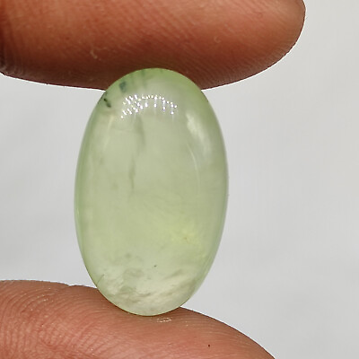 #ad 15ct Natural green prehnite cabochon oval shape crystal clear loose stone M5089 $8.15