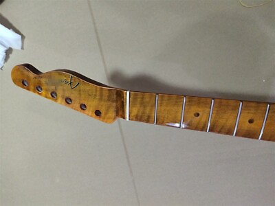 #ad #ad 21 Frets Yellow Flame Maple Electric Guitar Neck Vintage for Tele Replacement $59.99